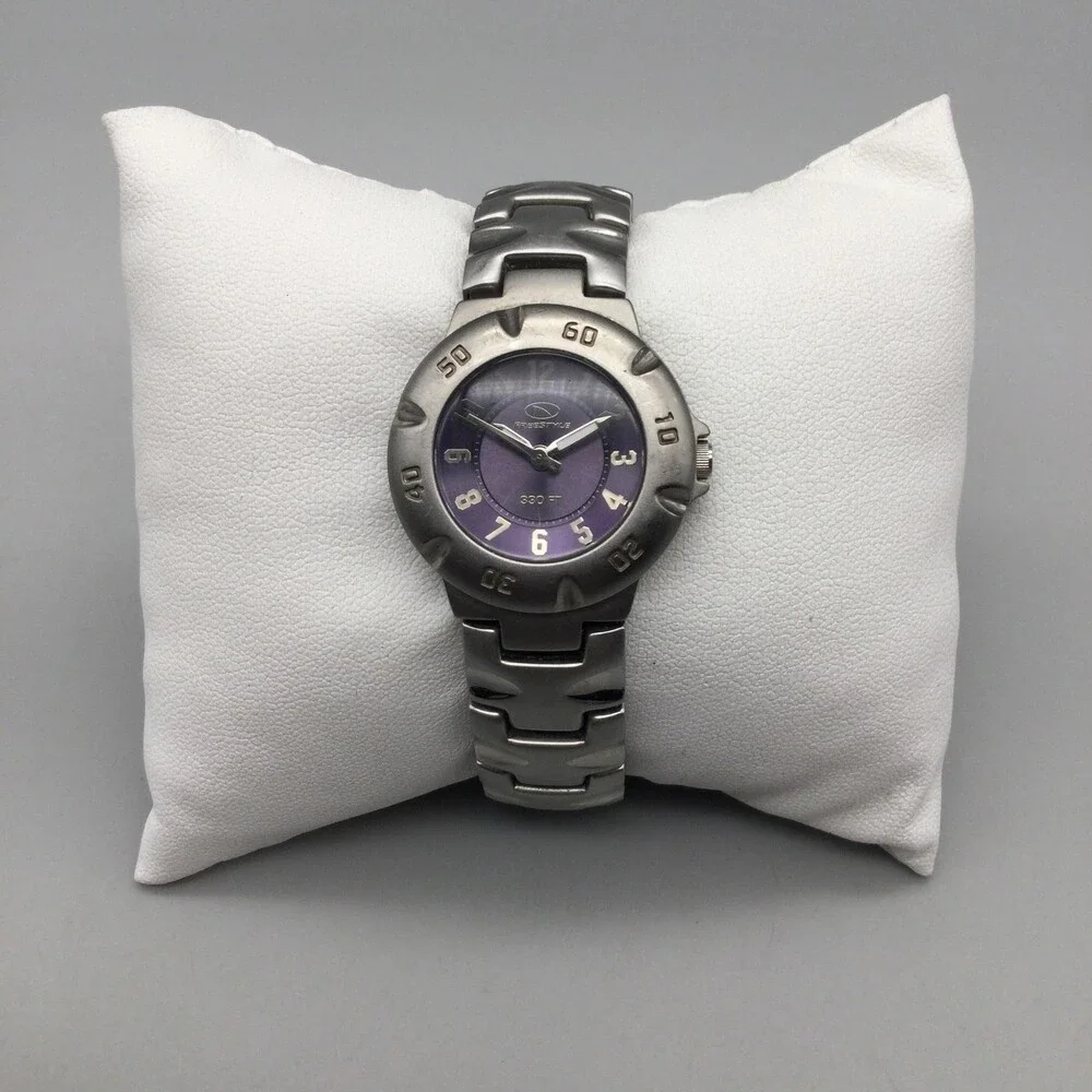 Freestyle Womens Watch 27mm Purple Dial Silver Tone Diver New Battery 6.25